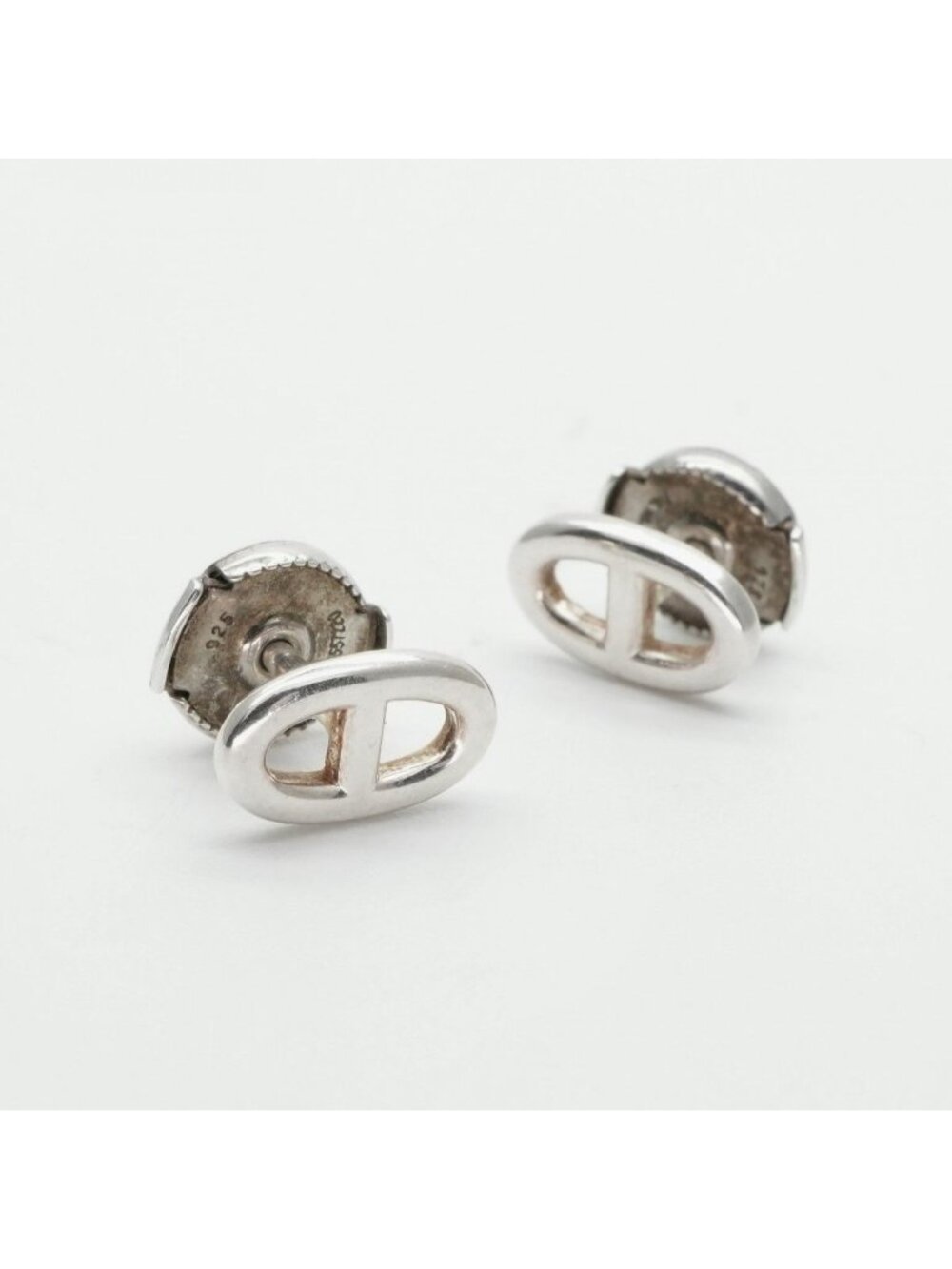Hermes Chaine D'ancre Earrings 925 Sterling Silver